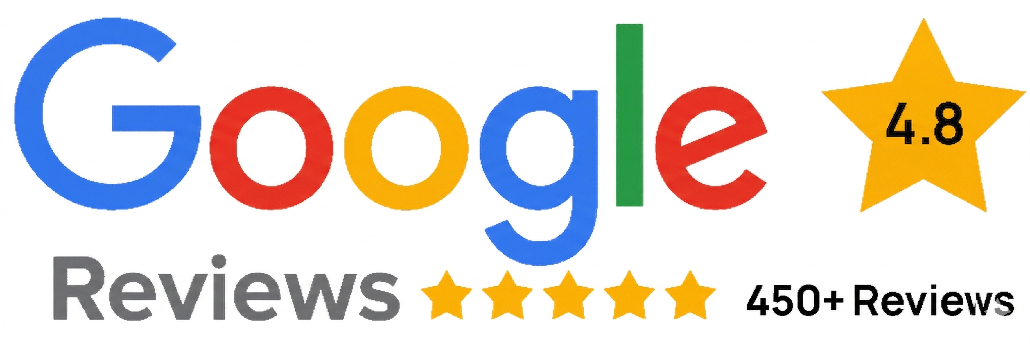 Google Reviews - 4.8 stars, 450+ reviews