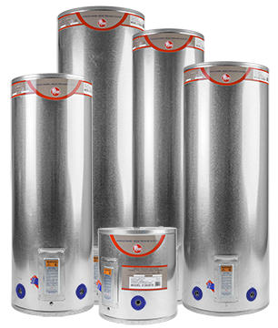 An ageing low pressure hot water cylinder installed in an Auckland home, with relief valve and pipework visible